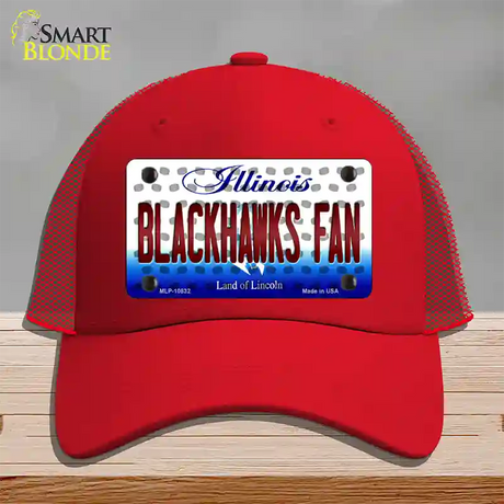 Blackhawks Fan Illinois Novelty License Plate Hat Mesh / Red