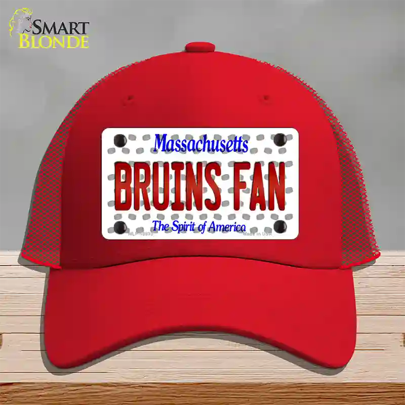 Bruins Fan Massachusetts Novelty License Plate Hat Mesh / Red