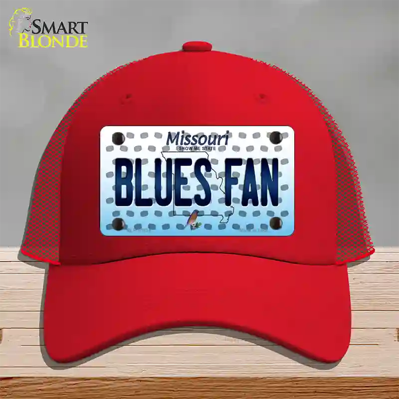 Blues Fan Missouri Novelty License Plate Hat Mesh / Red