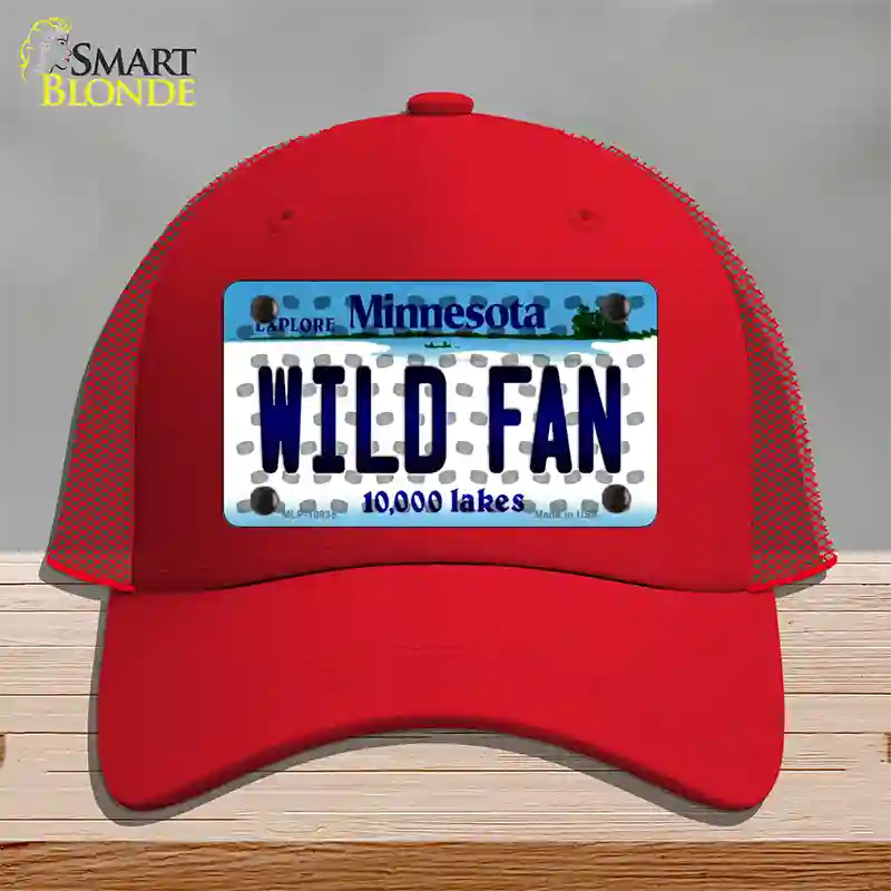 Wild Fan Minnesota Novelty License Plate Hat Mesh / Red