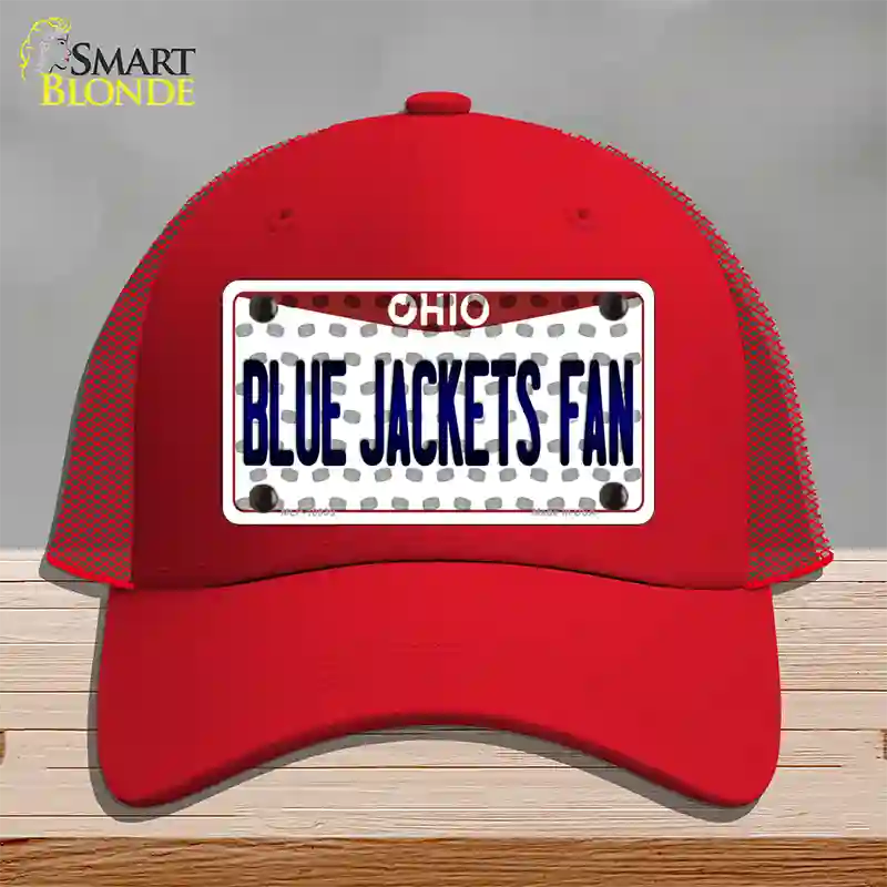 Blue Jackets Fan Ohio Novelty License Plate Hat Mesh / Red