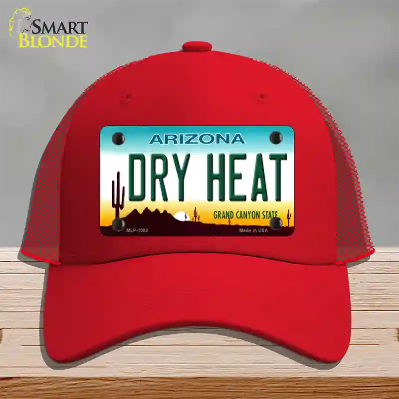 Dry Heat Arizona Novelty License Plate Hat Mesh / Red