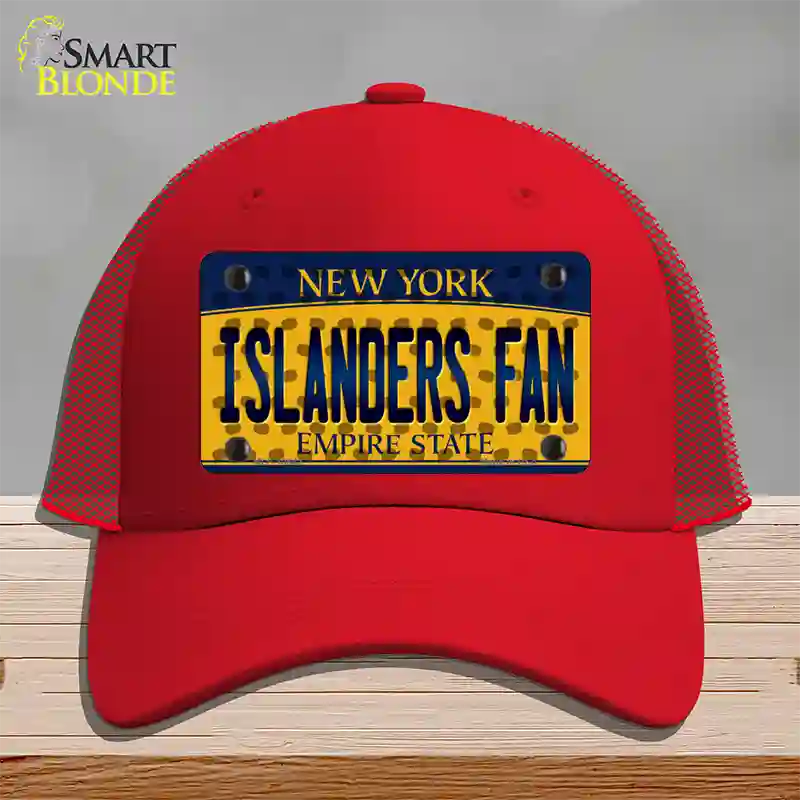 Islanders Fan New York Novelty License Plate Hat Mesh / Red