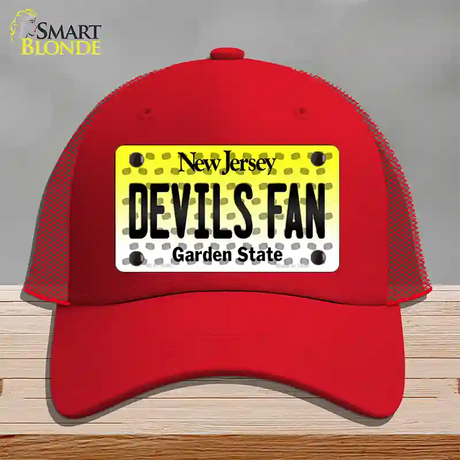 Devils Fan New Jersey Novelty License Plate Hat Mesh / Red