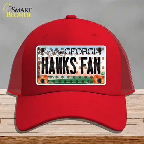 Hawks Fan Georgia Novelty License Plate Hat Mesh / Red