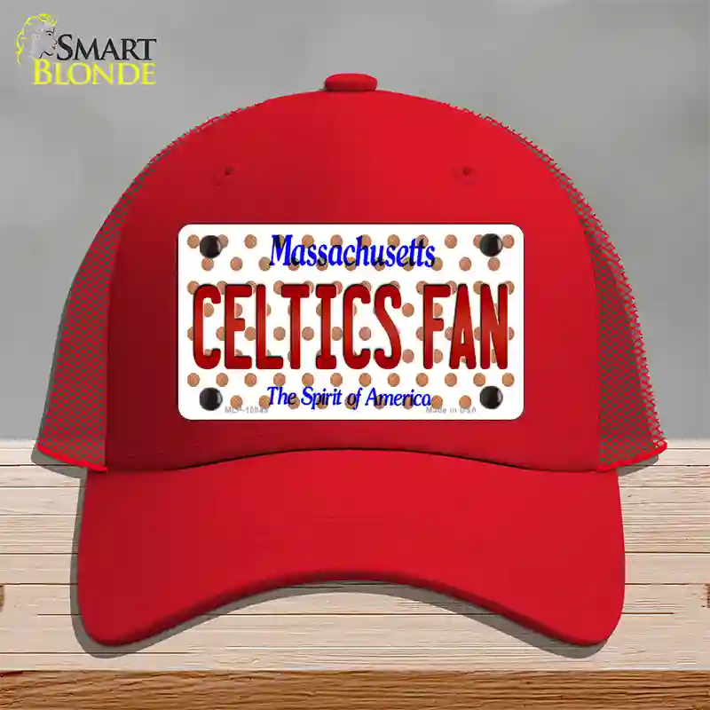 Celtics Fan Massachusetts Novelty License Plate Hat Mesh / Red