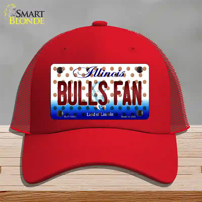 Bulls Fan Illinois Novelty License Plate Hat Mesh / Red