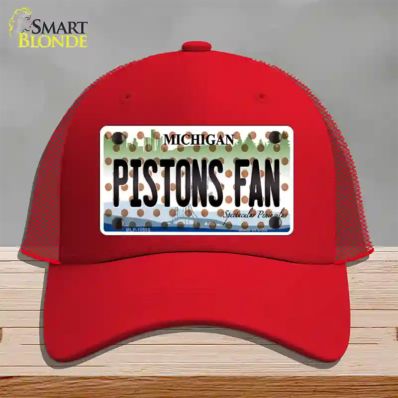 Pistons Fan Michigan Novelty License Plate Hat Mesh / Red