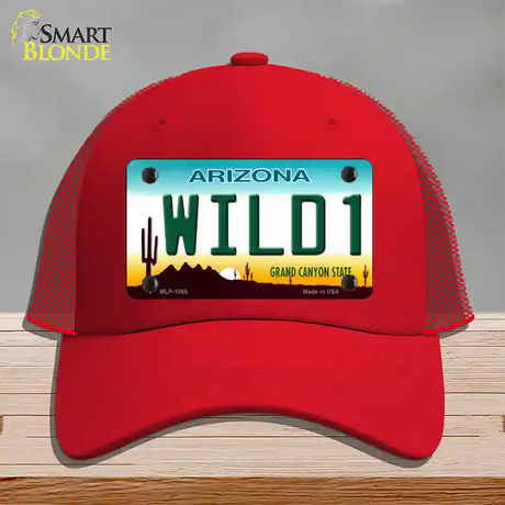 Wild 1 Arizona Novelty License Plate Hat Mesh / Red