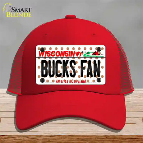 Bucks Fan Wisconsin Novelty License Plate Hat Mesh / Red