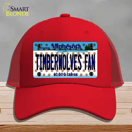 Timberwolves Fan Minnesota Novelty License Plate Hat Mesh / Red