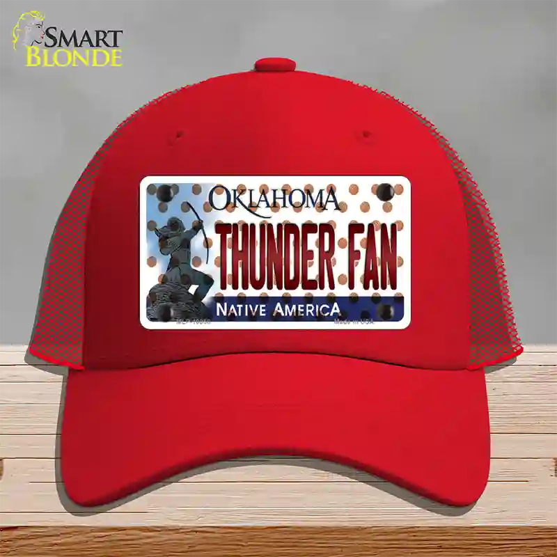 Thunder Fan Oklahoma Novelty License Plate Hat Mesh / Red