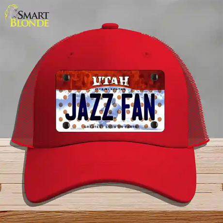 Jazz Fan Utah Novelty License Plate Hat Mesh / Red