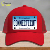 Connecticut State Novelty License Plate Hat Mesh / Red