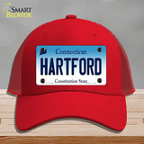 Hartford Connecticut Novelty License Plate Hat Mesh / Red