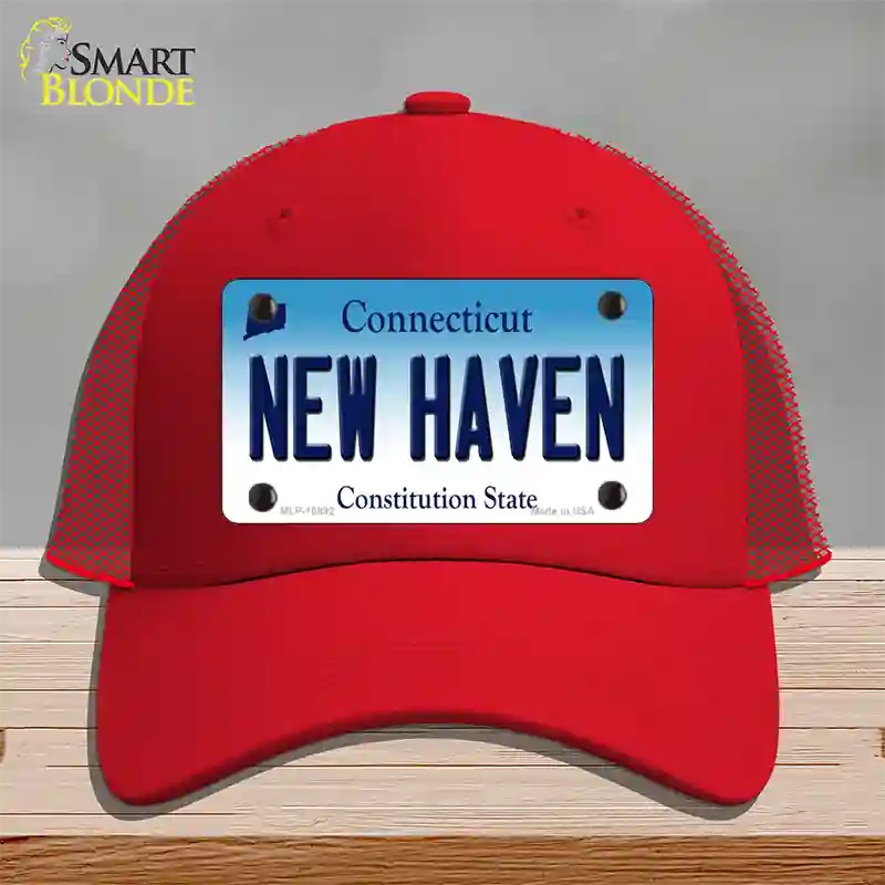 New Haven Connecticut Novelty License Plate Hat Mesh / Red