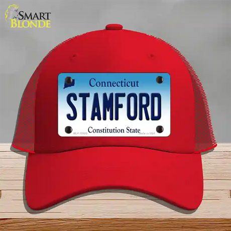 Stamford Connecticut Novelty License Plate Hat Mesh / Red