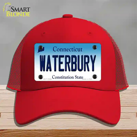 Waterbury Connecticut Novelty License Plate Hat Mesh / Red