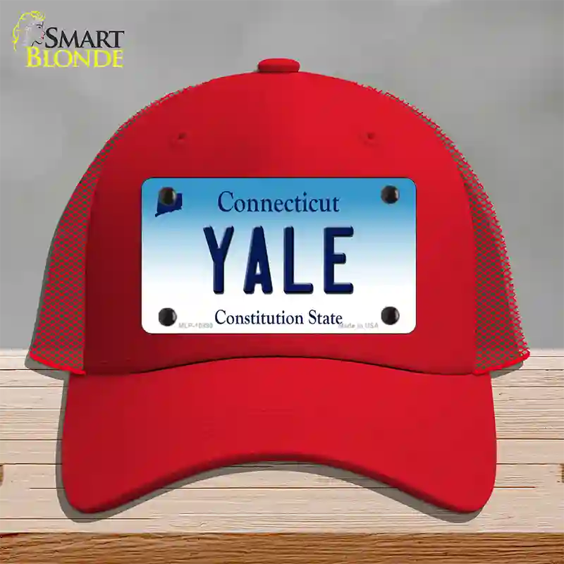 Yale Connecticut Novelty License Plate Hat Mesh / Red