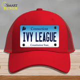 Ivy League Connecticut Novelty License Plate Hat Mesh / Red