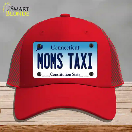 Moms Taxi Connecticut Novelty License Plate Hat Mesh / Red