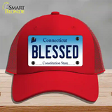 Blessed Connecticut Novelty License Plate Hat Mesh / Red