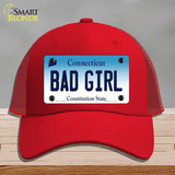 Bad Girl Connecticut Novelty License Plate Hat Mesh / Red