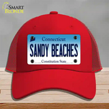 Sandy Beaches Connecticut Novelty License Plate Hat Mesh / Red