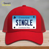 Single Connecticut Novelty License Plate Hat Mesh / Red