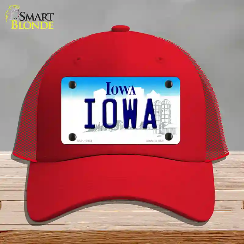 Iowa State Novelty License Plate Hat Mesh / Red