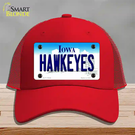 Hawkeyes Iowa Novelty License Plate Hat Mesh / Red