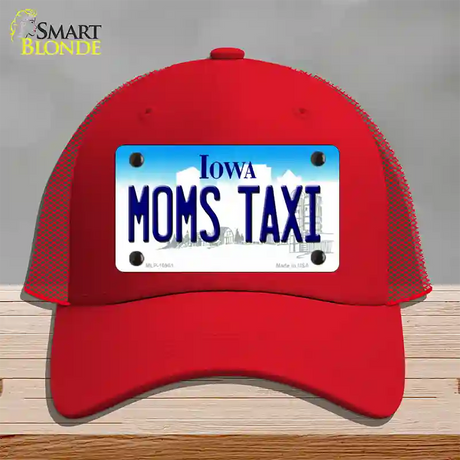 Moms Taxi Iowa Novelty License Plate Hat Mesh / Red