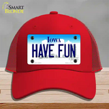 Have Fun Iowa Novelty License Plate Hat Mesh / Red