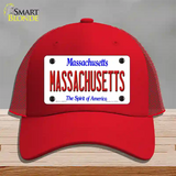 Massachusetts State Novelty License Plate Hat Mesh / Red