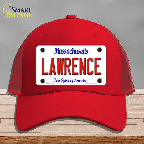 Lawrence Massachusetts Novelty License Plate Hat Mesh / Red