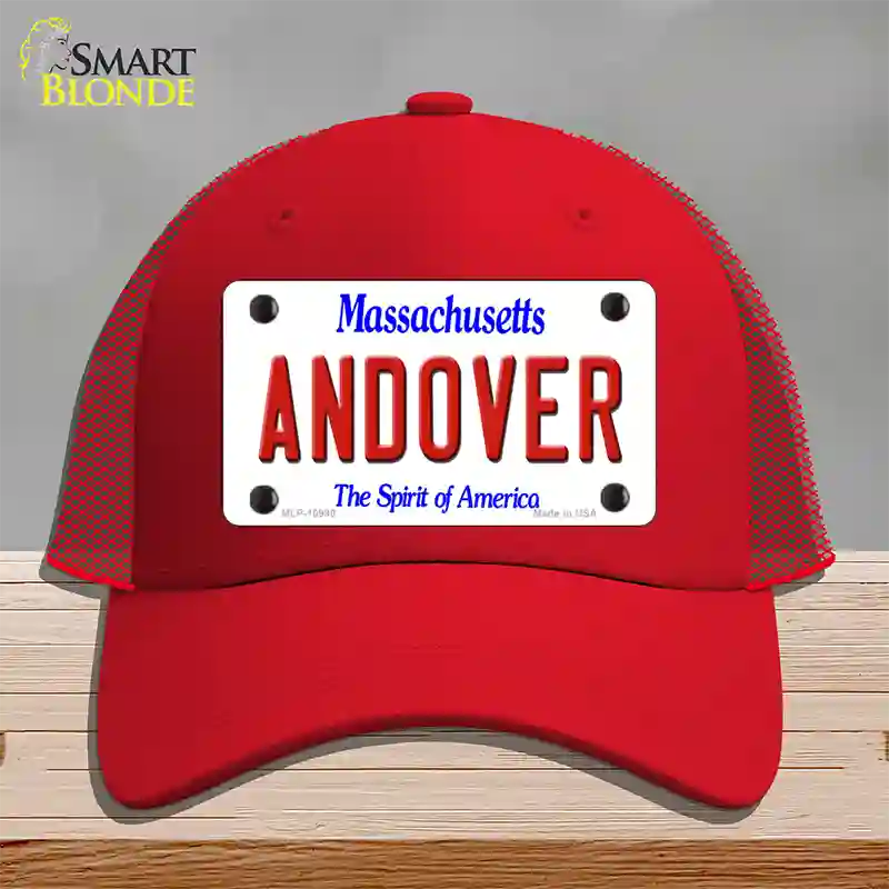 Andover Massachusetts Novelty License Plate Hat Mesh / Red