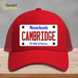 Cambridge Massachusetts Novelty License Plate Hat Mesh / Red