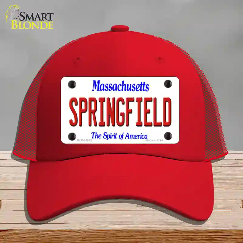 Springfield Massachusetts Novelty License Plate Hat Mesh / Red