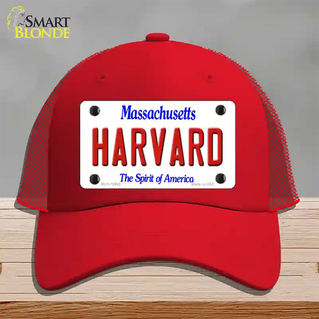 Harvard Massachusetts Novelty License Plate Hat Mesh / Red