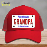 Grandpa Massachusetts Novelty License Plate Hat Mesh / Red