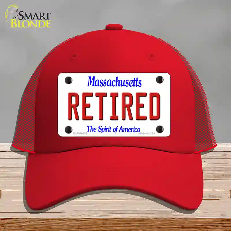 Retired Massachusetts Novelty License Plate Hat Mesh / Red