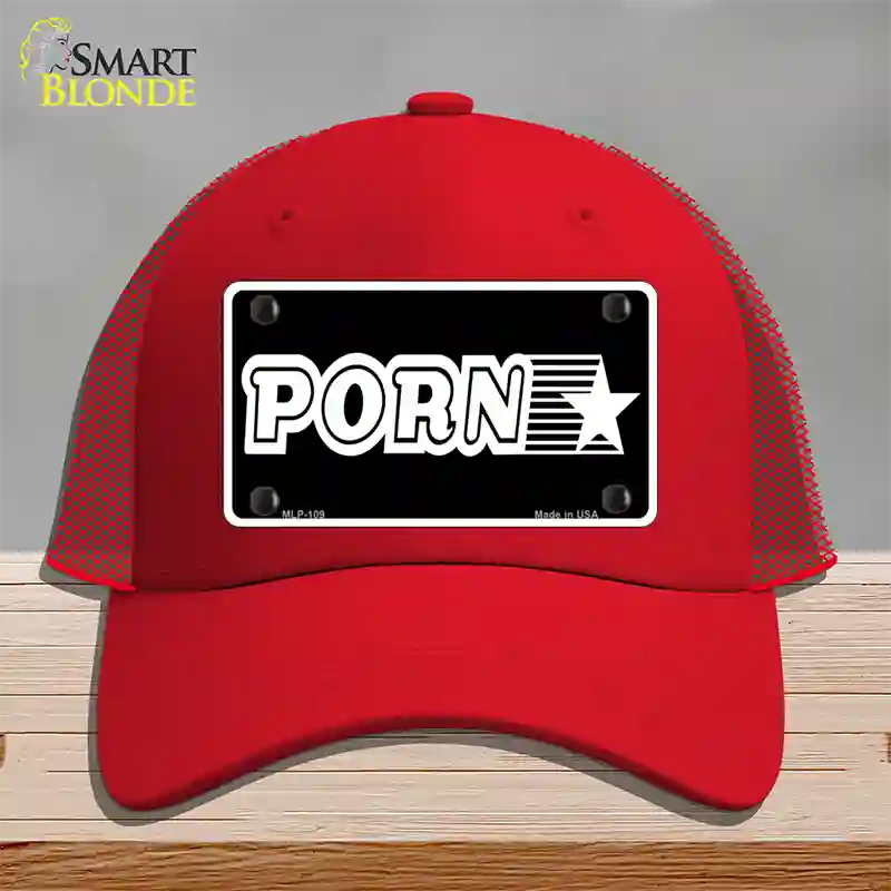 Porn Star Novelty License Plate Hat Mesh / Red