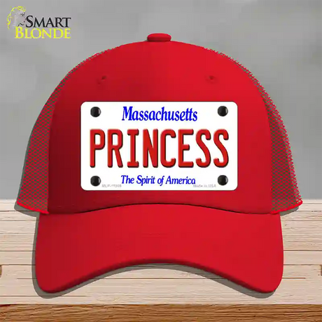 Princess Massachusetts Novelty License Plate Hat Mesh / Red