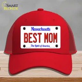 Best Mom Massachusetts Novelty License Plate Hat Mesh / Red