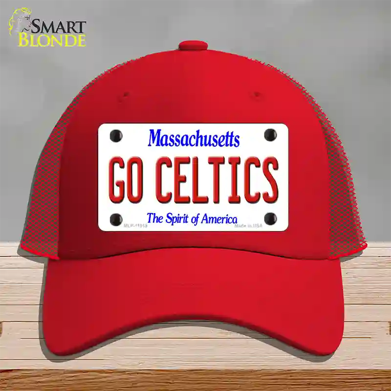 Go Celtics Massachusetts Novelty License Plate Hat Mesh / Red