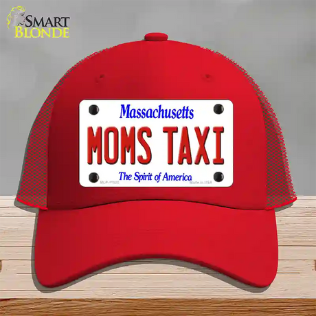 Moms Taxi Massachusetts Novelty License Plate Hat Mesh / Red