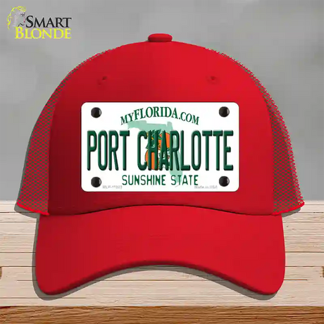 Port Charlotte Florida Novelty License Plate Hat Mesh / Red