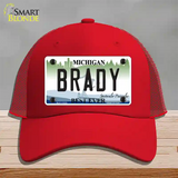 Brady Michigan Novelty License Plate Hat Mesh / Red