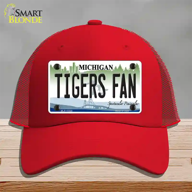 Tigers Fans Michigan Novelty License Plate Hat Mesh / Red