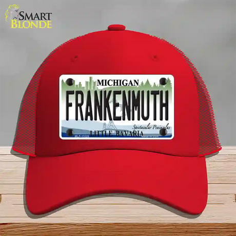 Frankenmuth Michigan Novelty License Plate Hat Mesh / Red